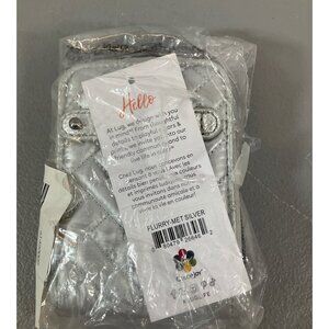 Lug Quilted RFID Wallet - Metallic Silver Unisex with Charm Bar Feature